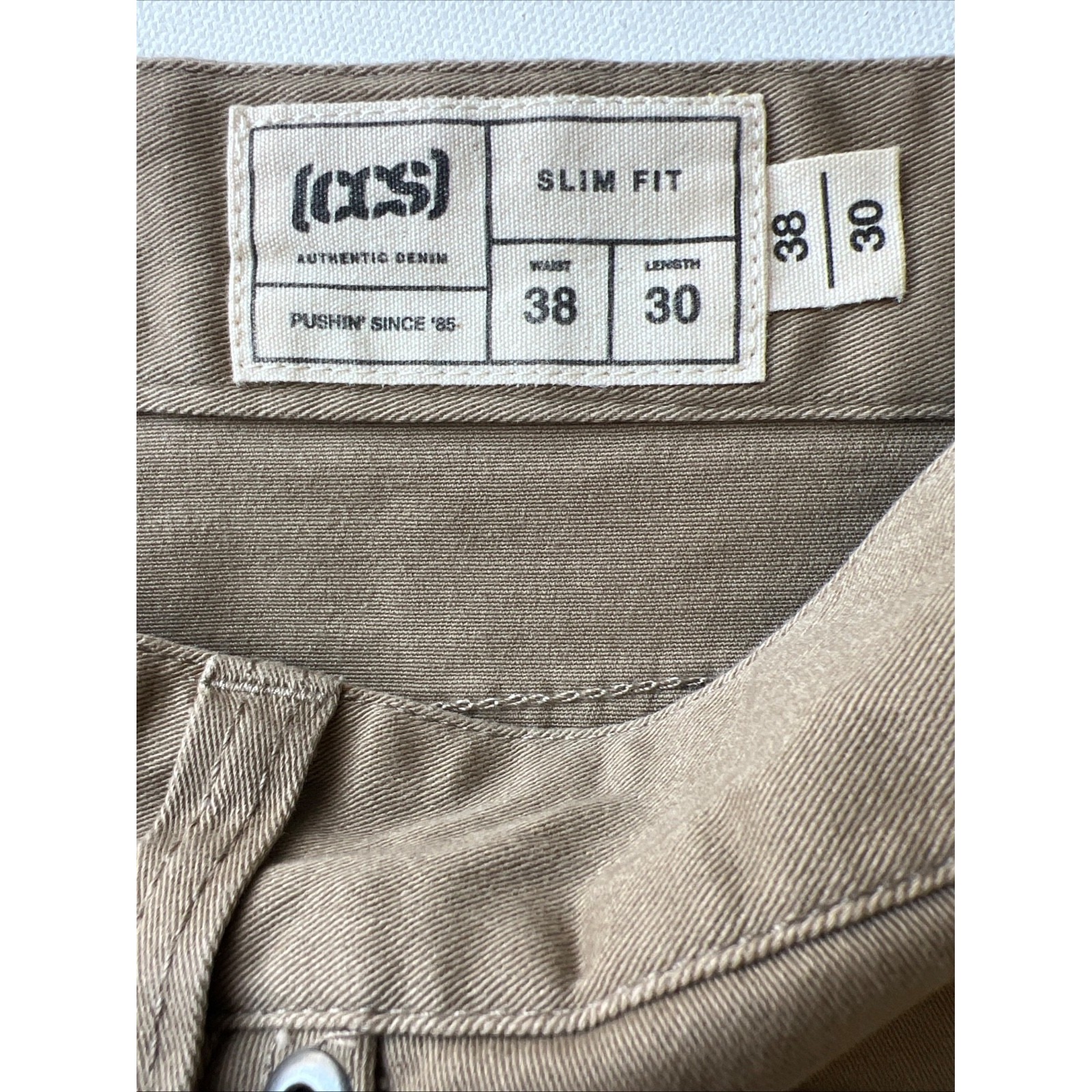 Ccs Jeans Mens 38x30 Slim Fit Stretch Skater Tan Khaki Y2k 90s Nwt New Casual — image 7 of 8